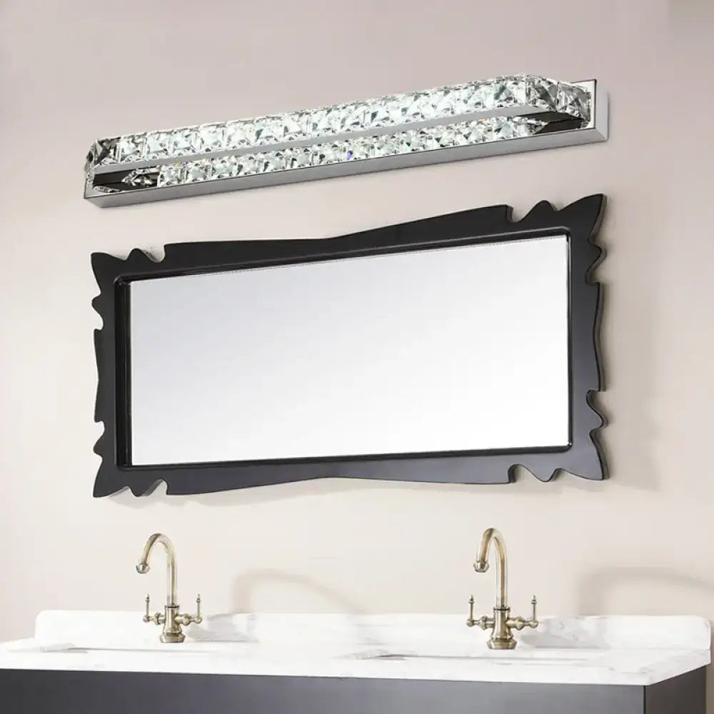Modern chrome crystal encrusted led wall light bathroom fixture