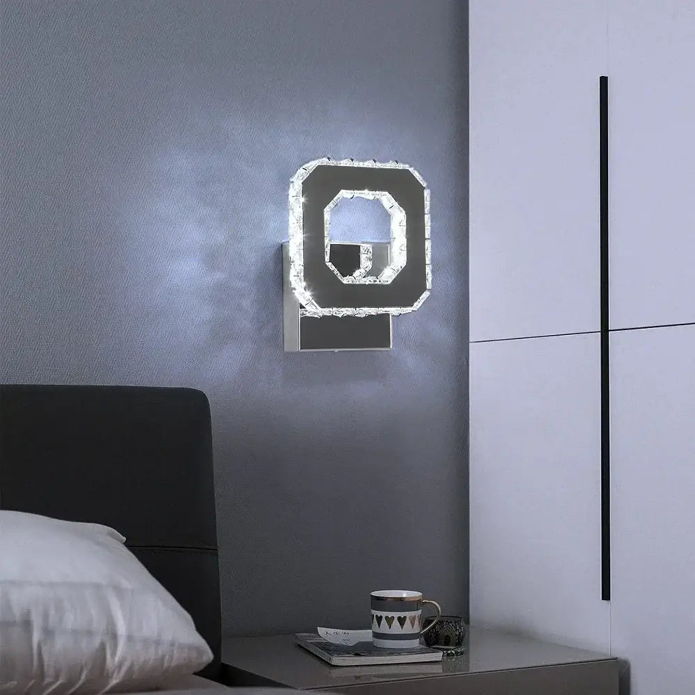 Modern chrome crystal led wall sconce living room light