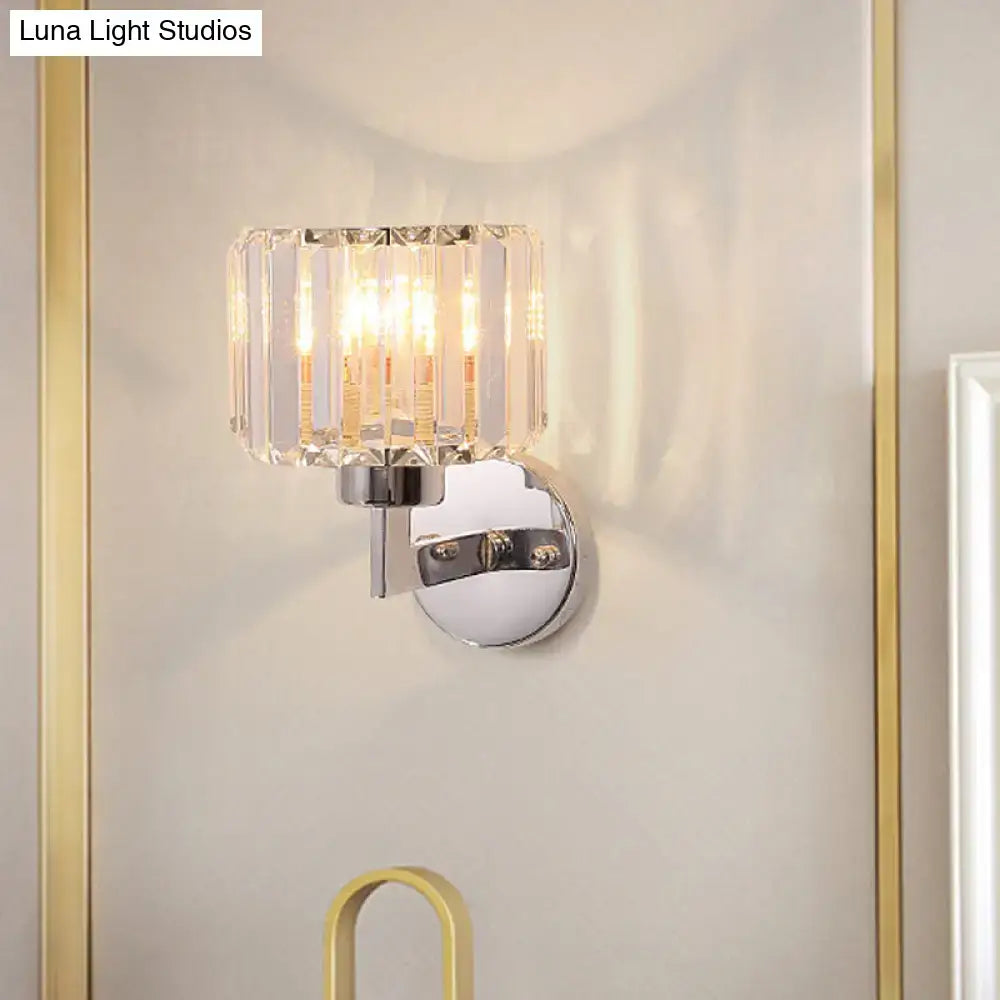 Modern chrome crystal sconce light – hallway wall mount