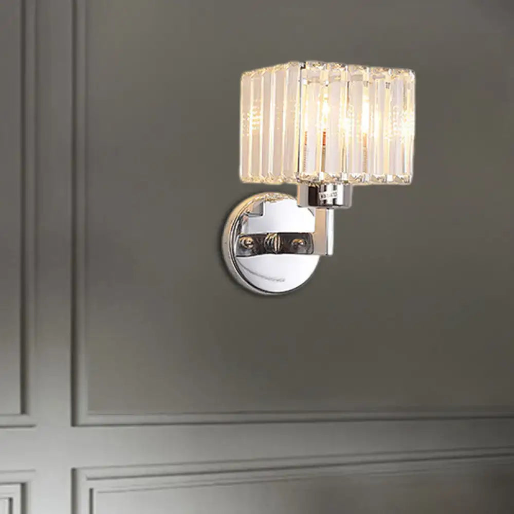 Modern chrome crystal sconce light – hallway wall mount