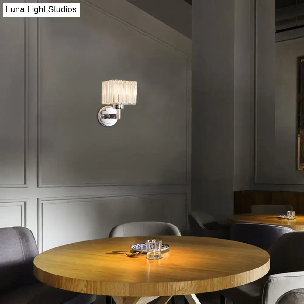 Modern chrome crystal sconce light – hallway wall mount