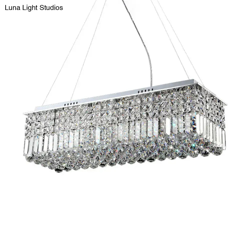 Modern chrome crystal shade rectangle chandelier living room light