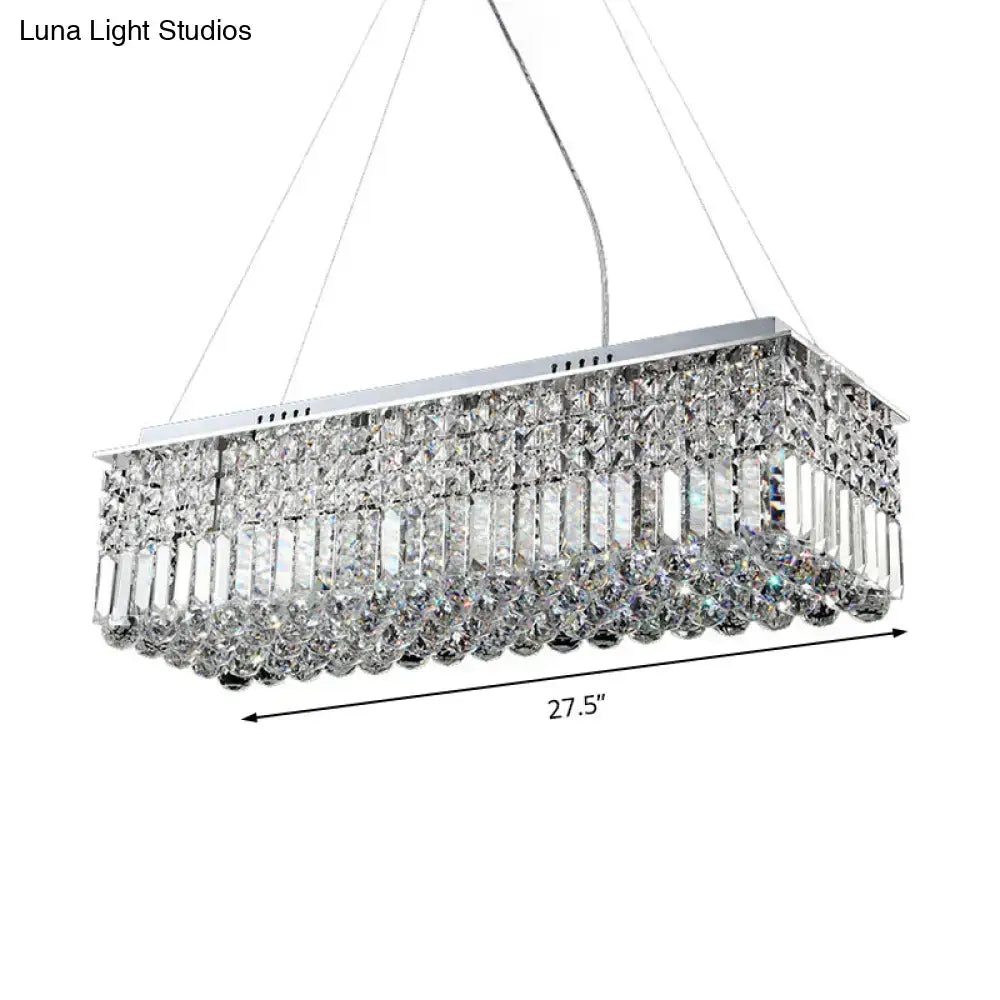 Modern chrome crystal shade rectangle chandelier living room light