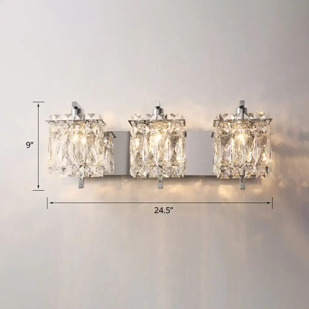 Modern chrome crystal shade sconce light bedroom wall mount