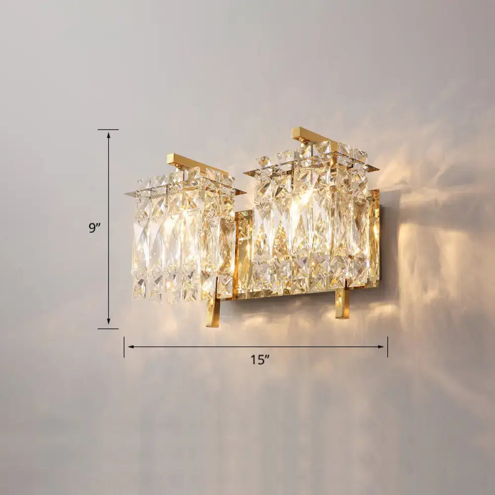 Modern chrome crystal shade sconce light bedroom wall mount