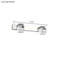 Modern chrome crystal vanity light fixture with clear crystal accents and sleek rectangular design for bathroom walls