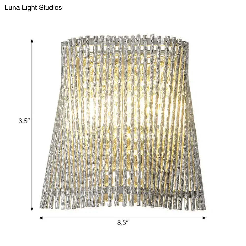 Modern chrome crystal wall lamp with beaded strand bedroom sconce