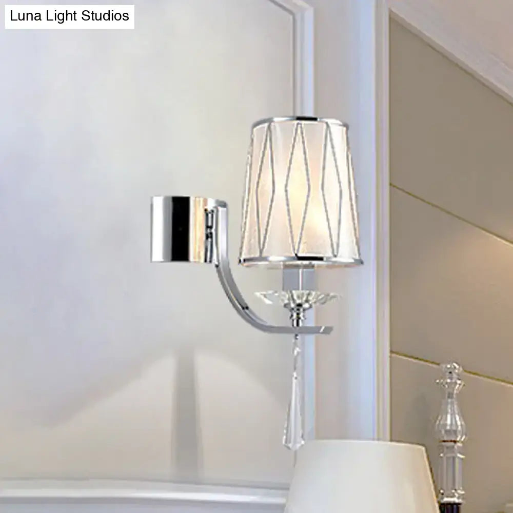 Modern chrome crystal wall lighting fixture for bedroom or hallway