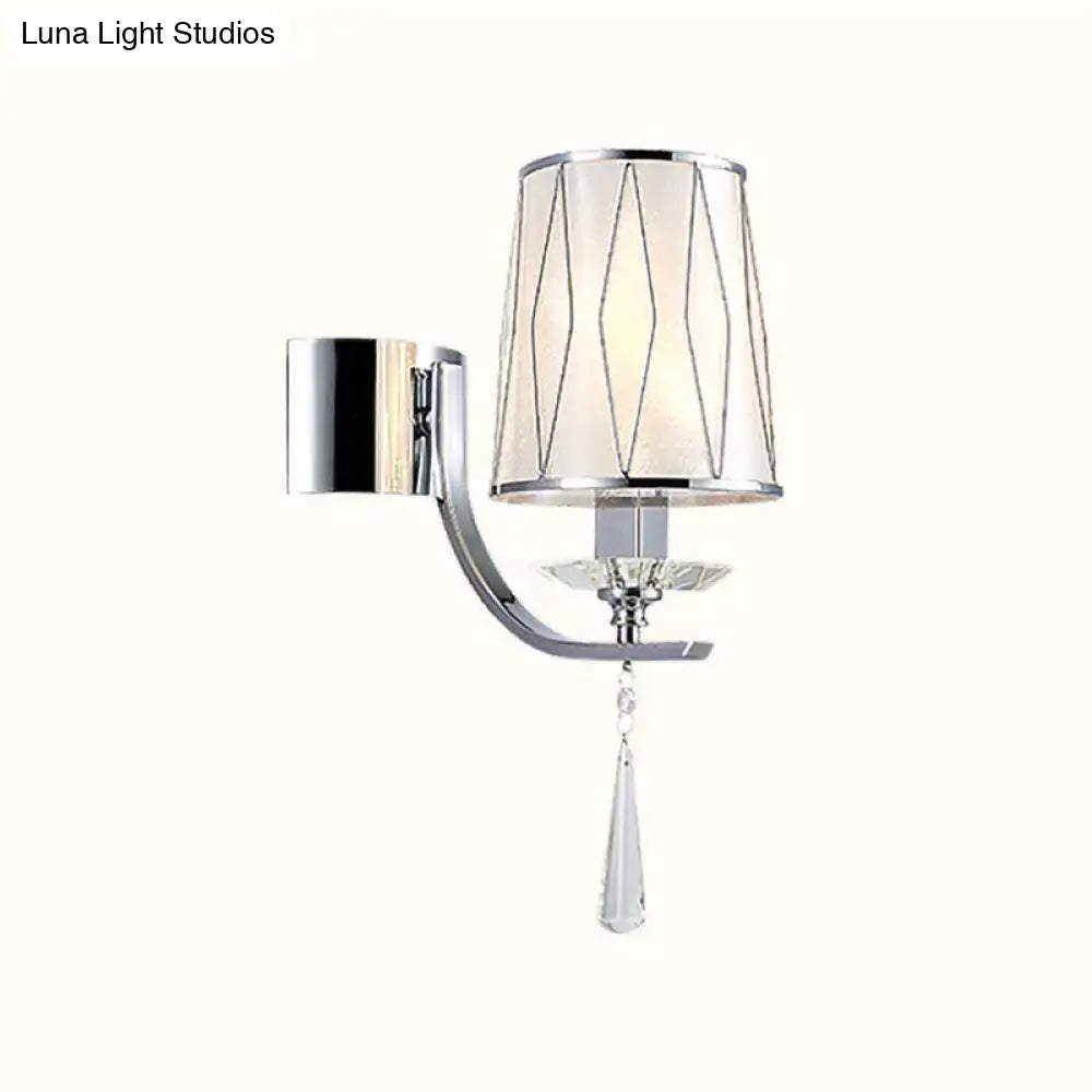 Modern chrome crystal wall lighting fixture for bedroom or hallway