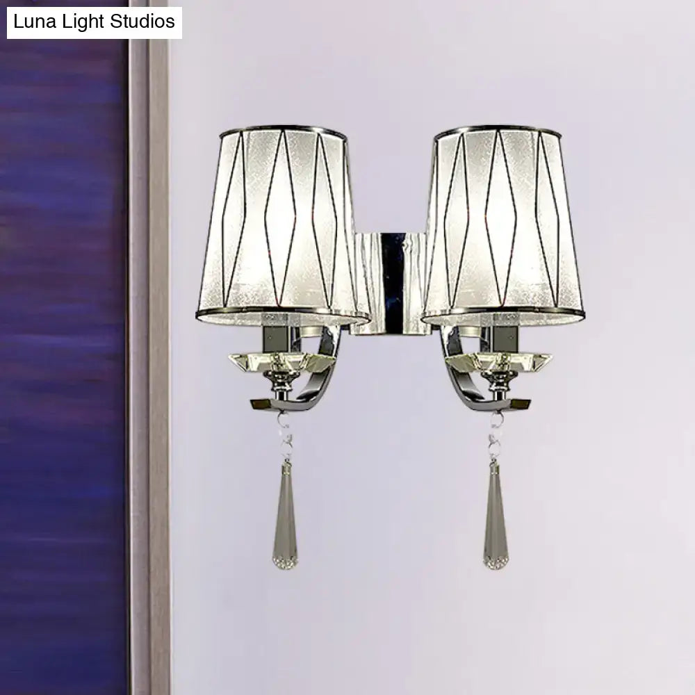 Modern chrome crystal wall lighting fixture for bedroom or hallway