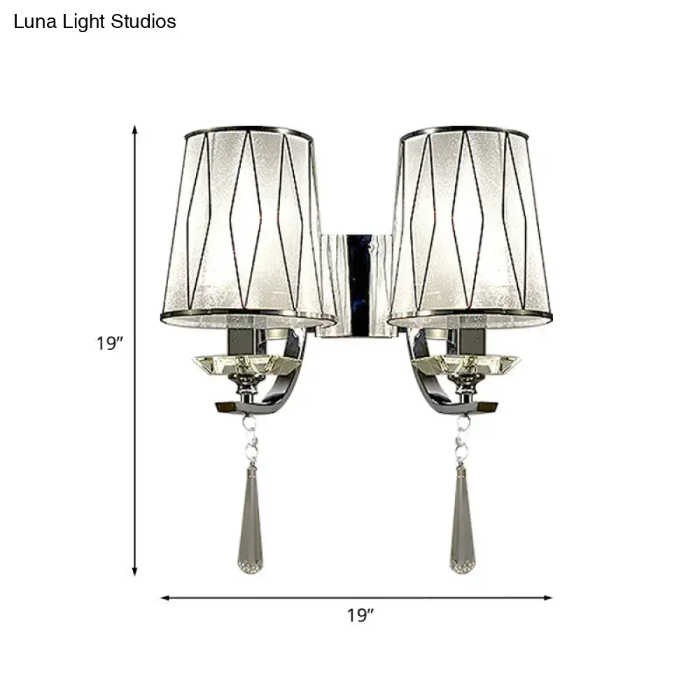 Modern chrome crystal wall lighting fixture for bedroom or hallway