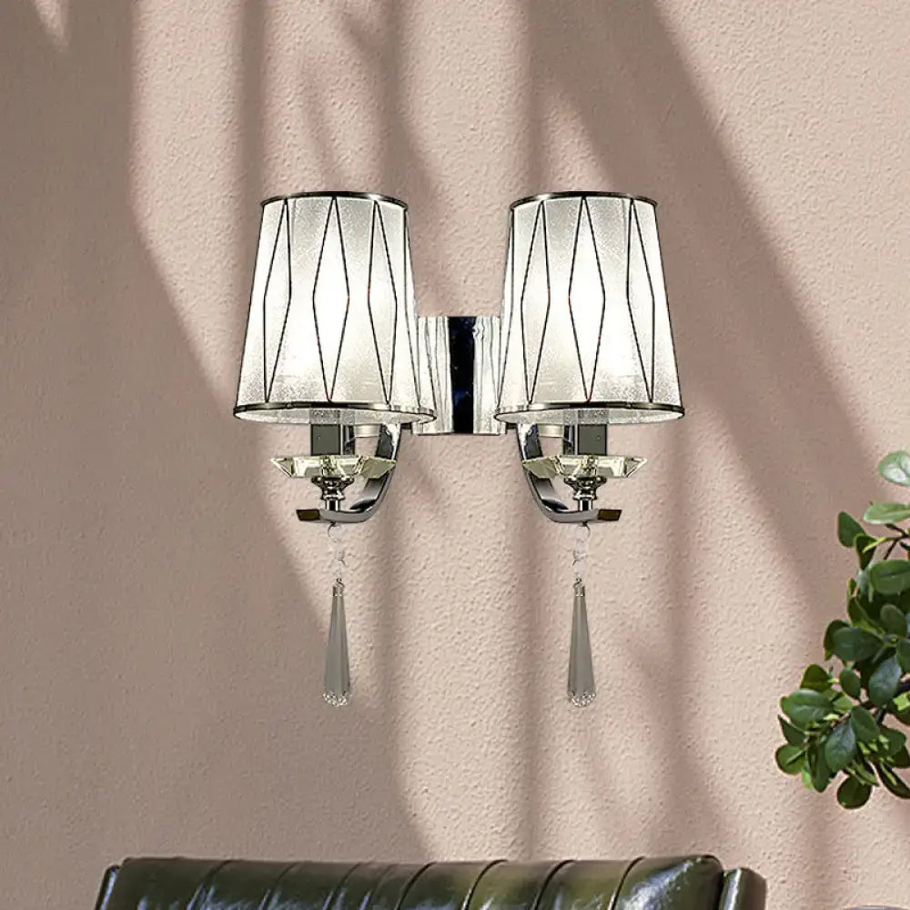 Modern chrome crystal wall lighting fixture for bedroom or hallway