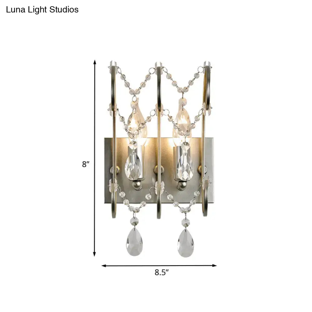 Modern chrome crystal wall sconce light – bedroom teardrop lighting