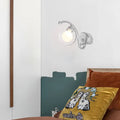 Modern chrome curved arm wall lamp with frosted glass globe sconce for living room 220v-240v 110v-120v use