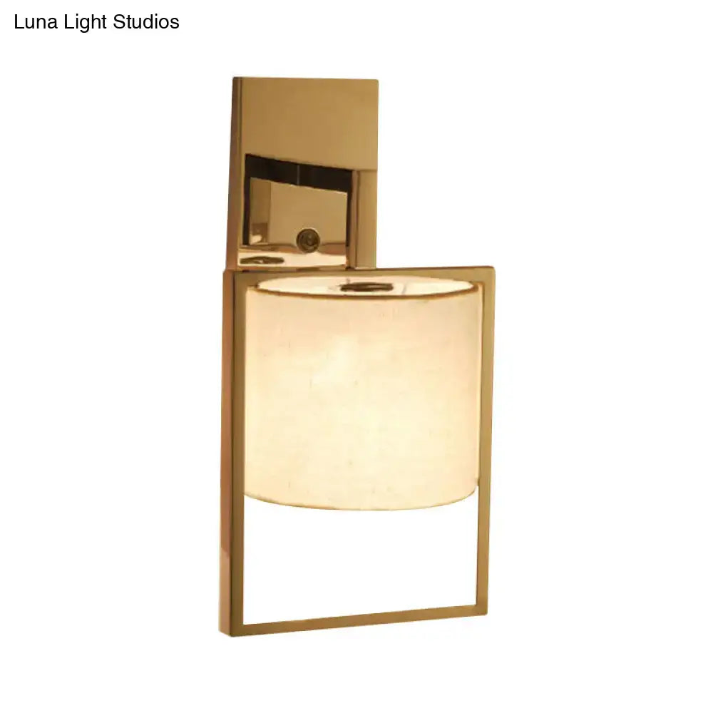 Modern chrome cylinder sconce light – bedroom fabric light fixture