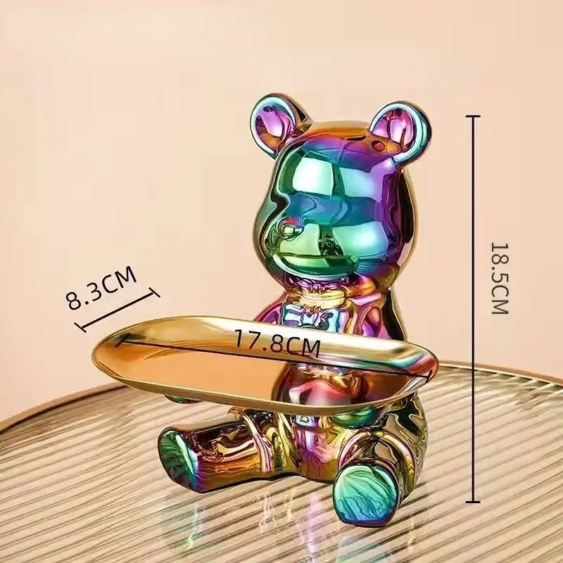 Modern chrome decorbites bear doll storage tray living room key holder