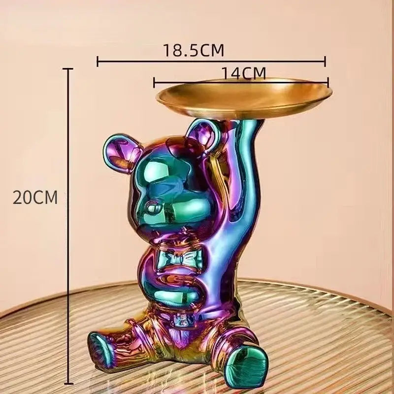 Modern chrome decorbites bear doll storage tray living room key holder