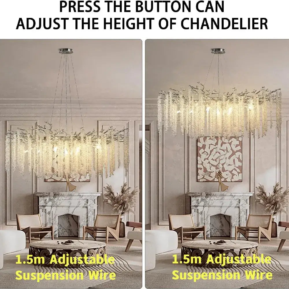 Modern chrome decorbites branch crystal chandelier dining room