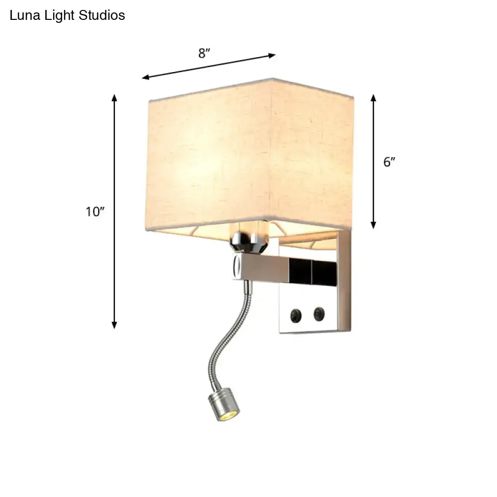 Modern chrome fabric led wall sconce bedroom light with linen shade