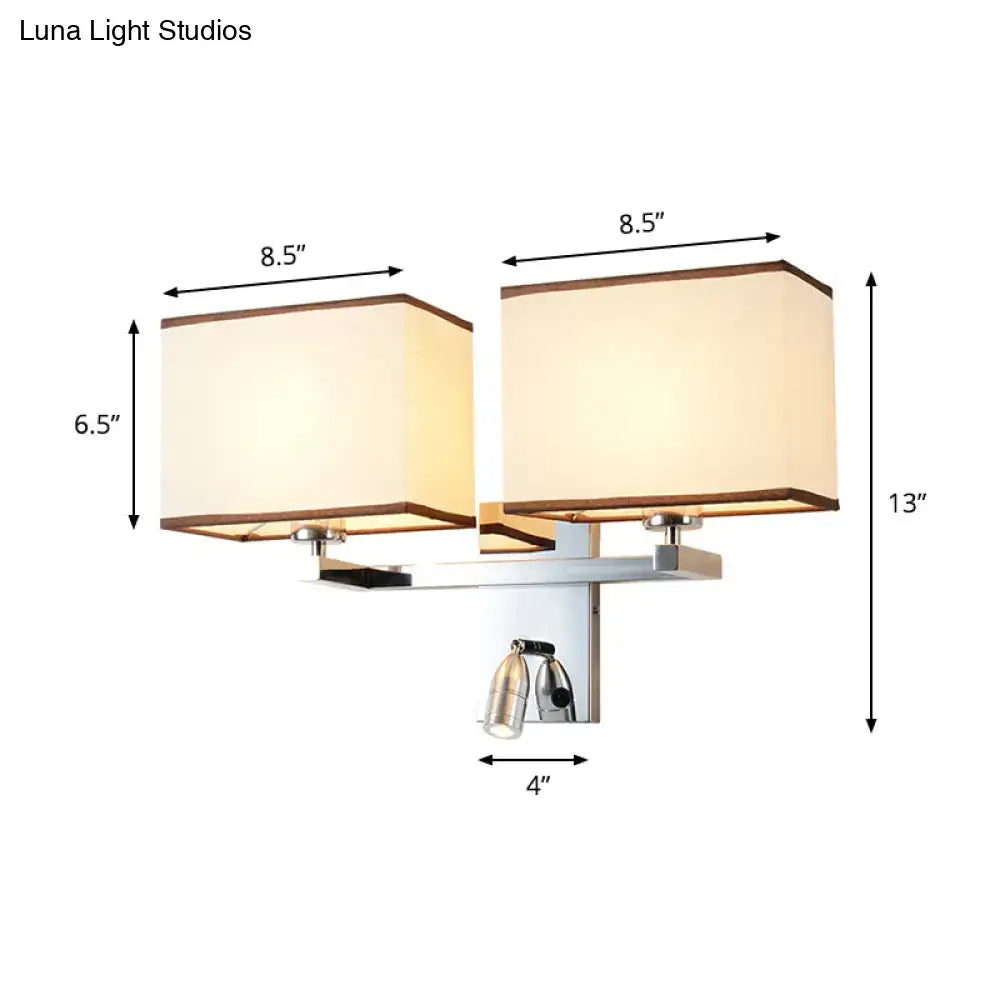 Modern chrome fabric led wall sconce bedroom lighting fixture
