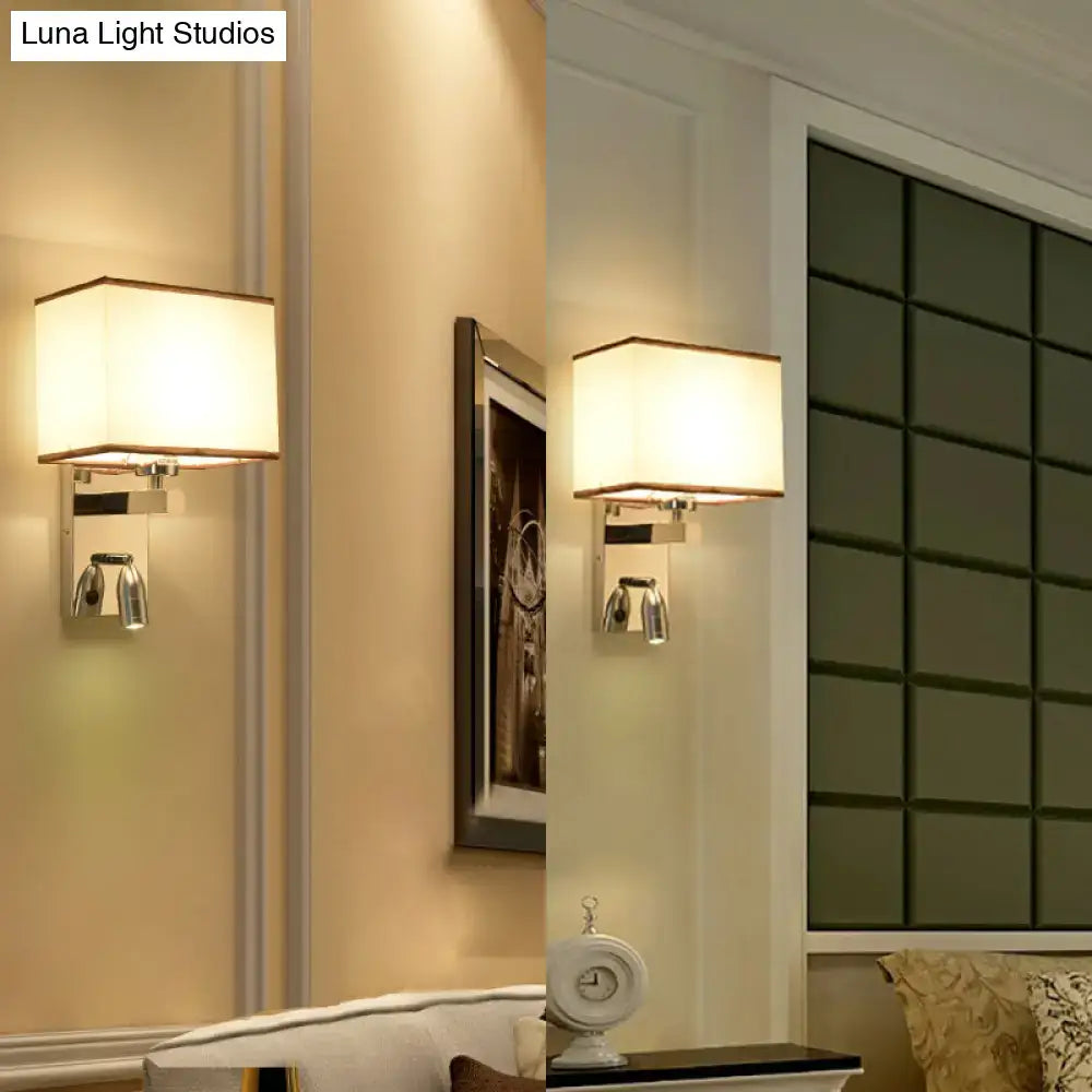 Modern chrome fabric led wall sconce bedroom lighting fixture