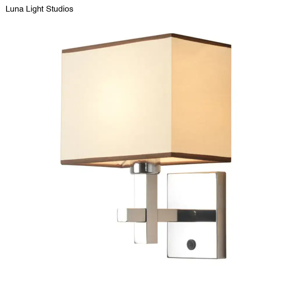Modern chrome fabric led wall sconce bedroom lighting fixture