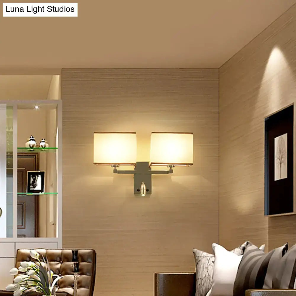 Modern chrome fabric led wall sconce bedroom lighting fixture