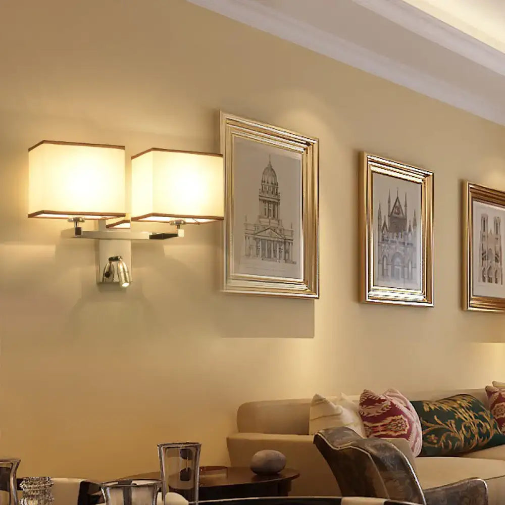 Modern chrome fabric led wall sconce bedroom lighting fixture