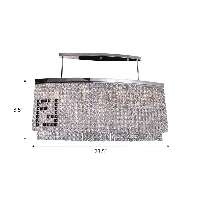 Modern chrome faceted crystal island ceiling lamp for dining room