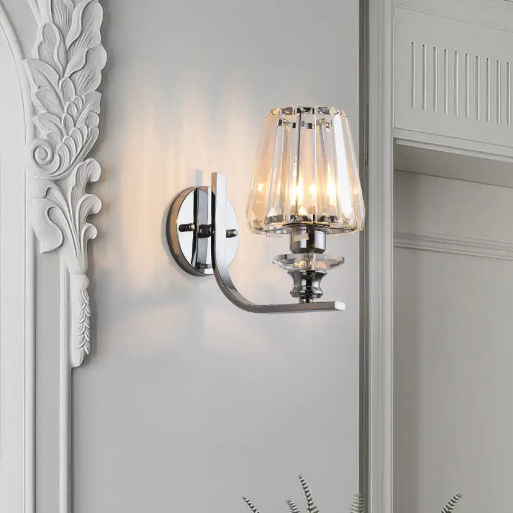 Modern chrome finish crystal wall sconce living room e26 e27 light