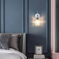 Modern chrome finish wall lamp with crystal inner glass bedroom light