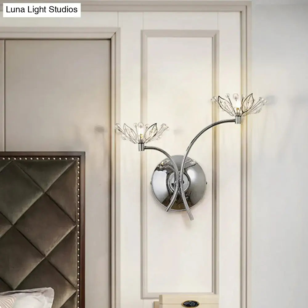 Modern chrome flower wall lamp – bedroom crystal sconce 110v-120v