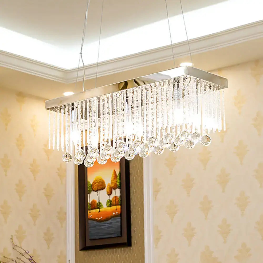 Modern chrome glass rod island lighting kitchen chandelier