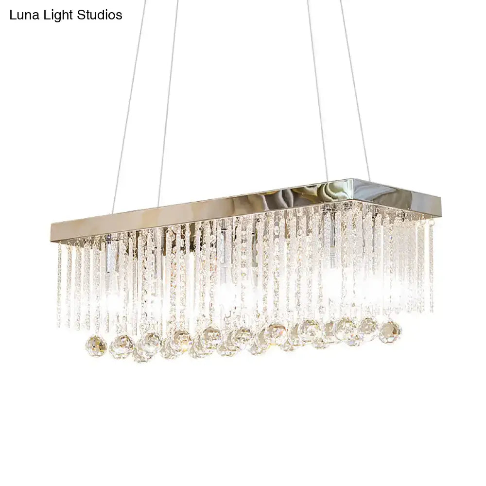 Modern chrome glass rod island lighting kitchen chandelier