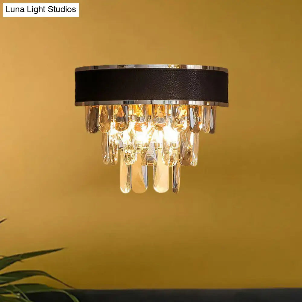 Modern chrome & gold crystal block sconce light fixture bedroom lamp
