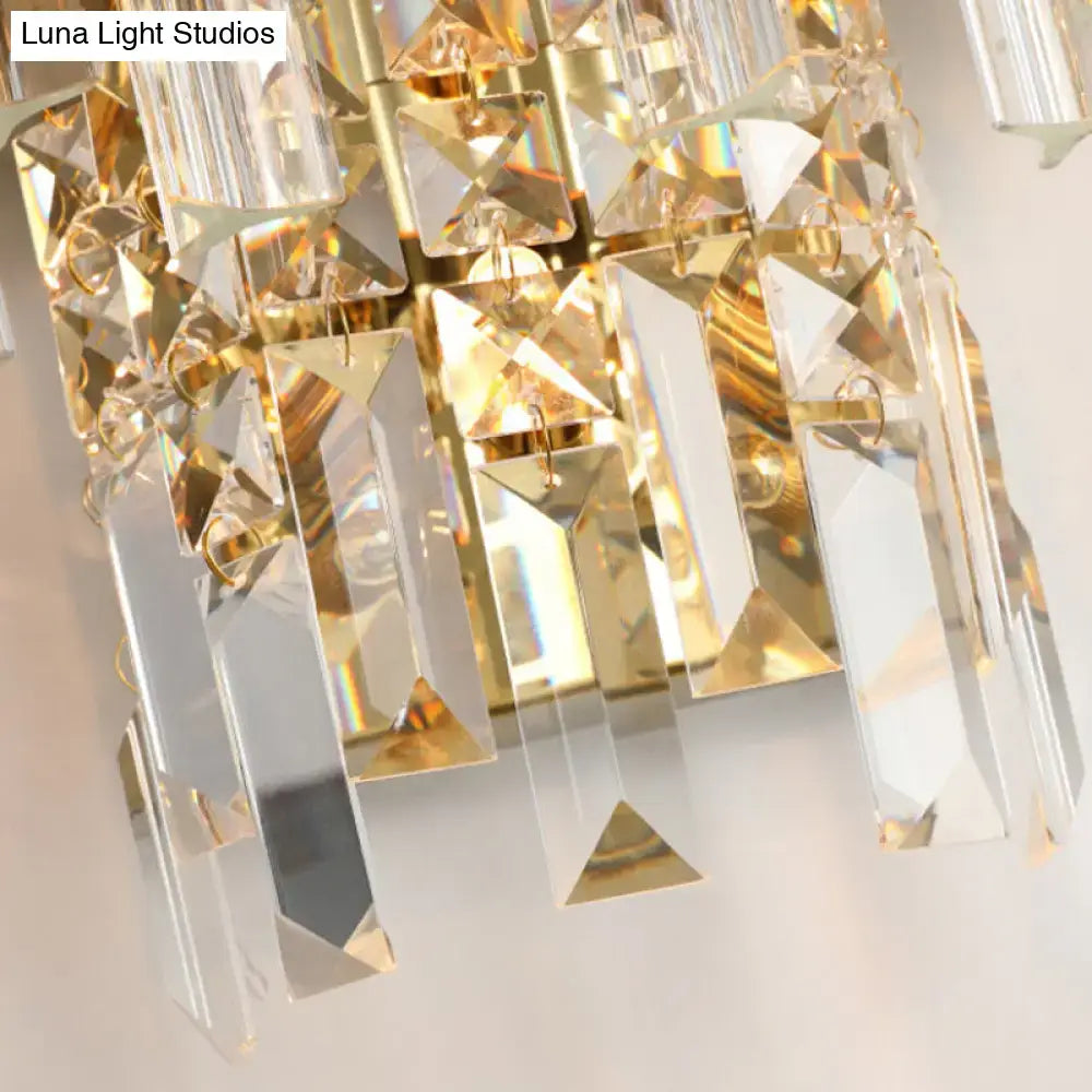 Modern chrome & gold crystal prism sconce wall lamp living room