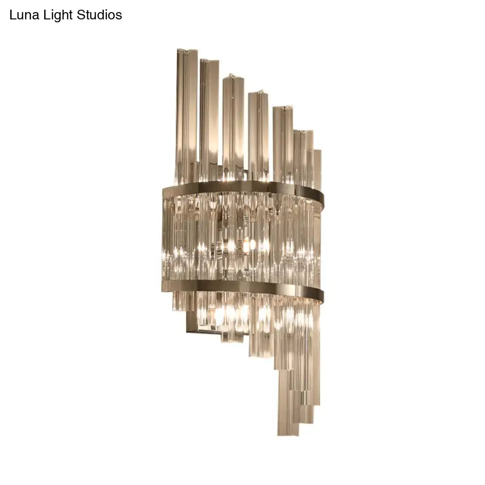 Modern chrome & gold crystal prism sconce wall lamp living room