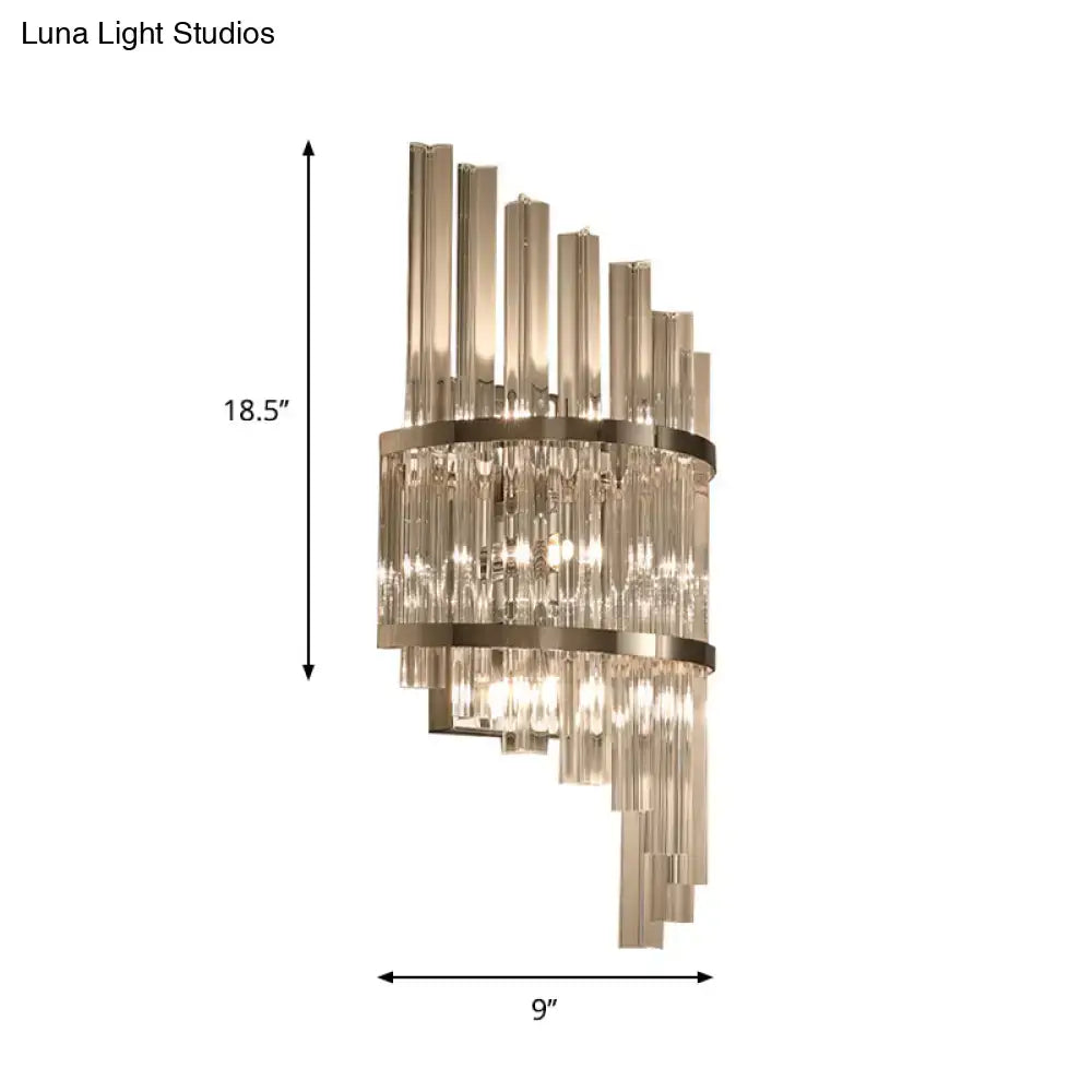 Modern chrome & gold crystal prism sconce wall lamp living room