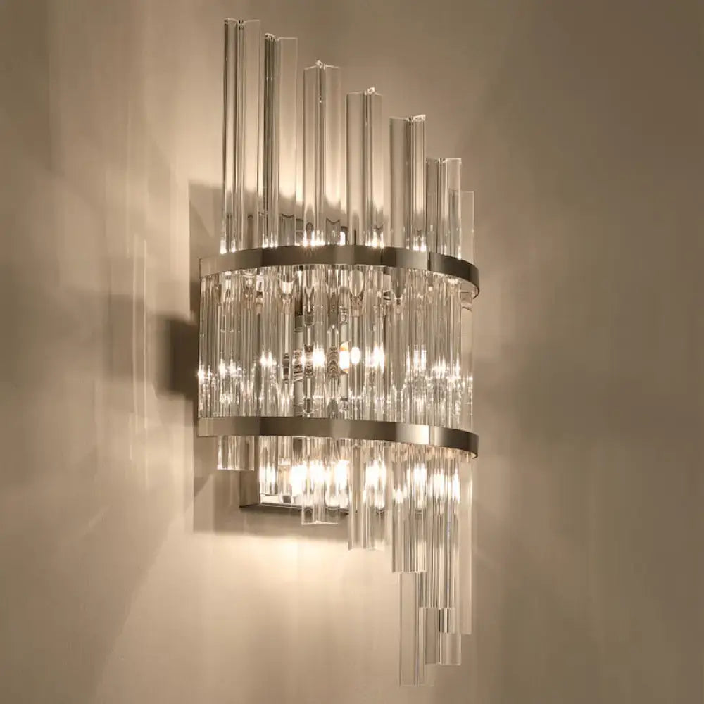 Modern chrome & gold crystal prism sconce wall lamp living room