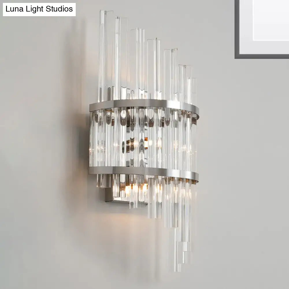 Modern chrome & gold crystal prism sconce wall lamp living room