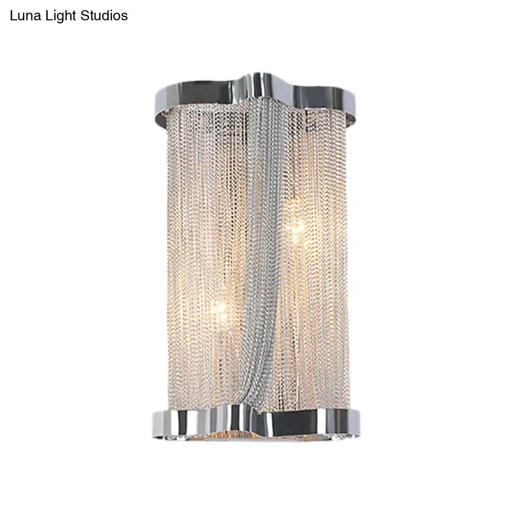 Modern chrome & gold crystal tassel wall lamp bedroom sconce set of 2