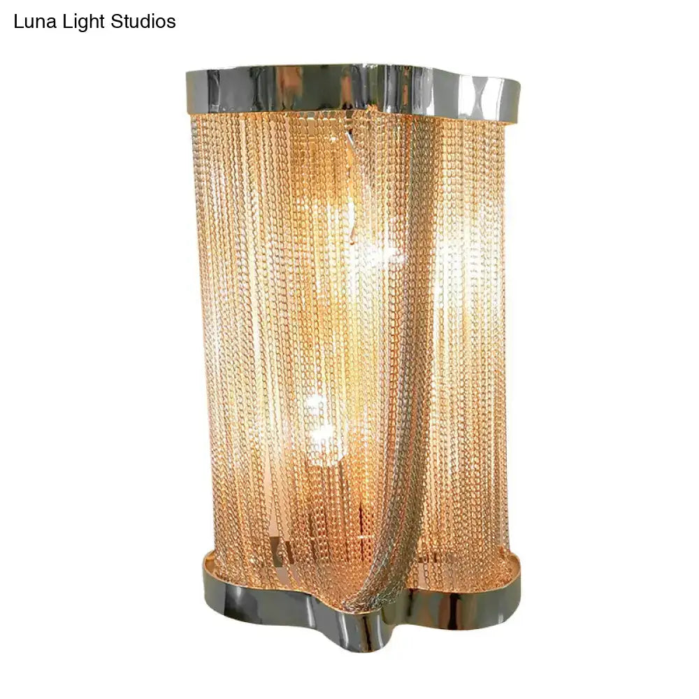 Modern chrome & gold crystal tassel wall lamp bedroom sconce set of 2