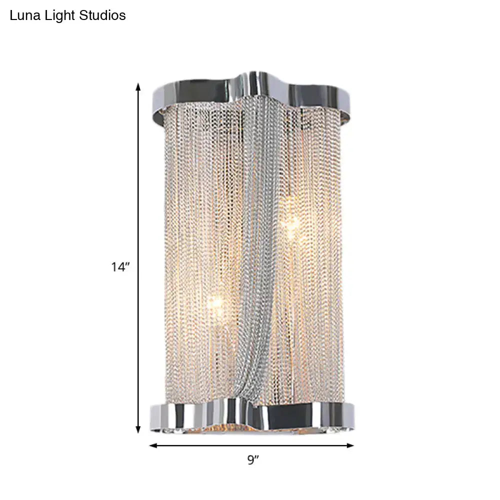 Modern chrome & gold crystal tassel wall lamp bedroom sconce set of 2