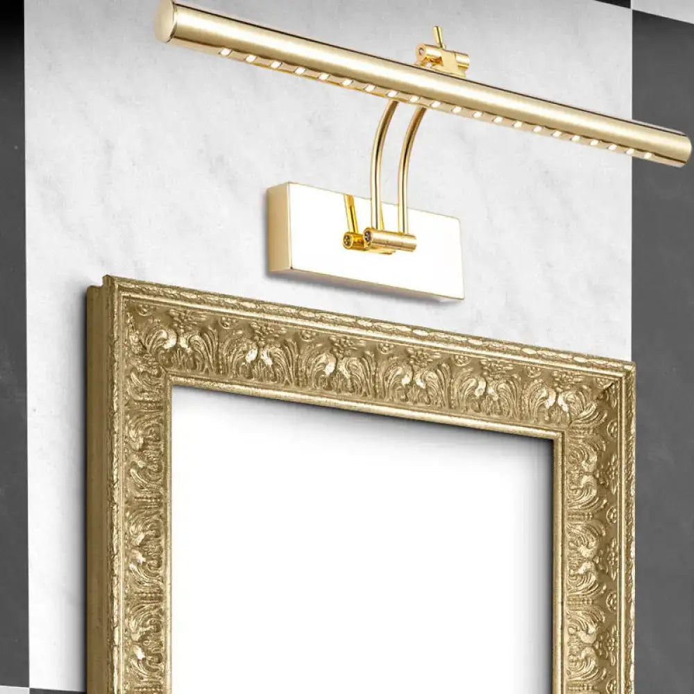 Modern chrome & gold led bathroom wall lamp with tubular metal shade