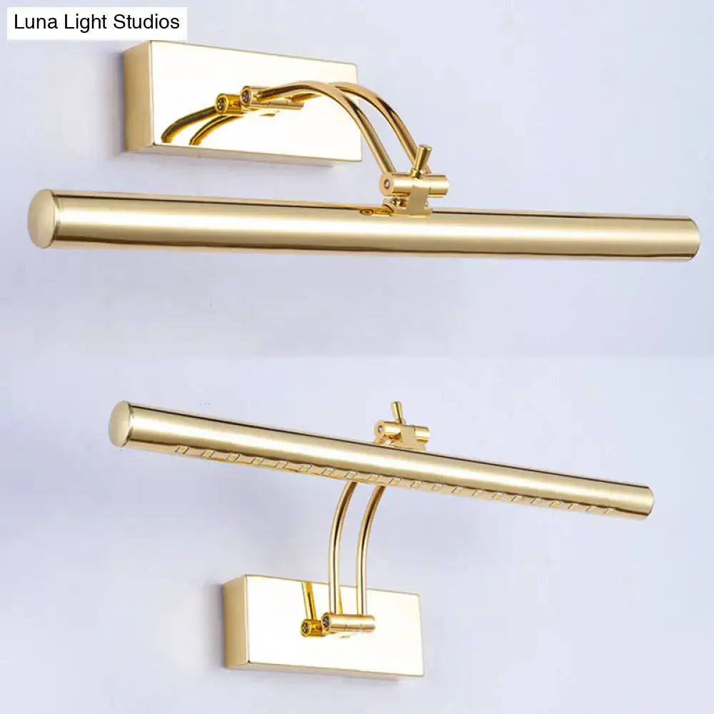 Modern chrome & gold led bathroom wall lamp with tubular metal shade
