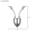 Modern chrome leaf led wall sconce bedroom warm white light acrylic shade