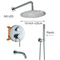 Modern chrome led brass shower set with rain head for bathroom