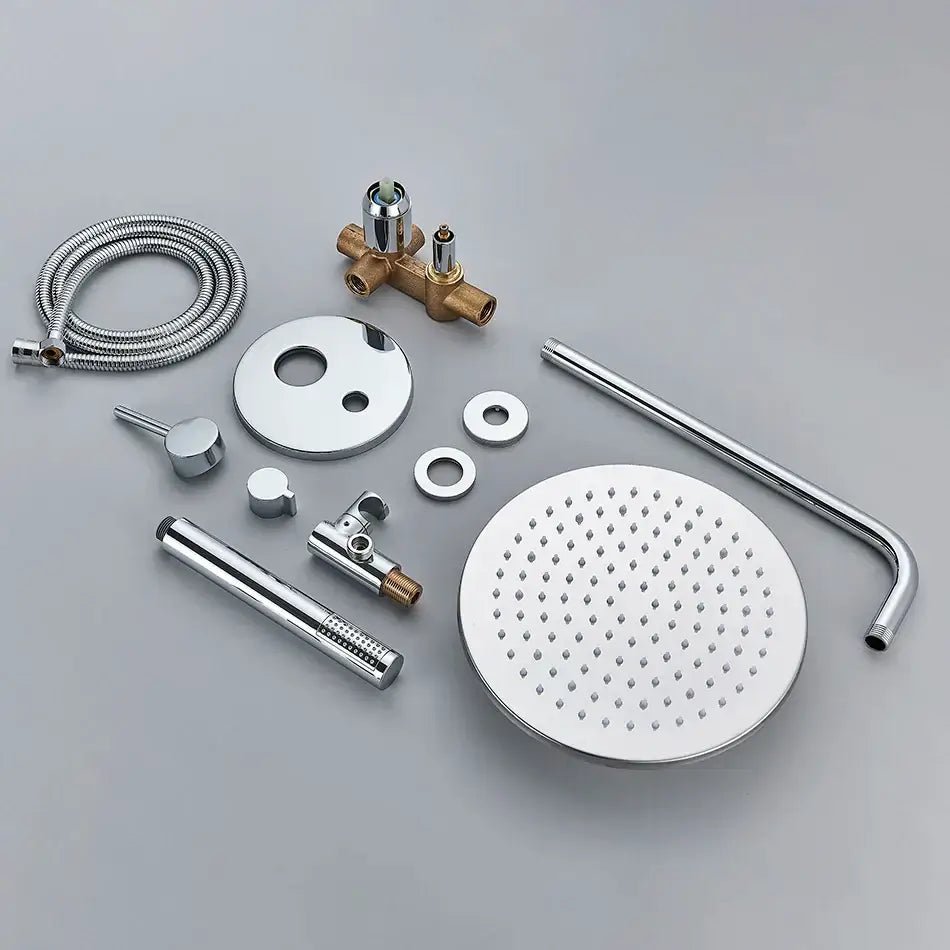 Modern chrome led brass shower set with rain head for bathroom