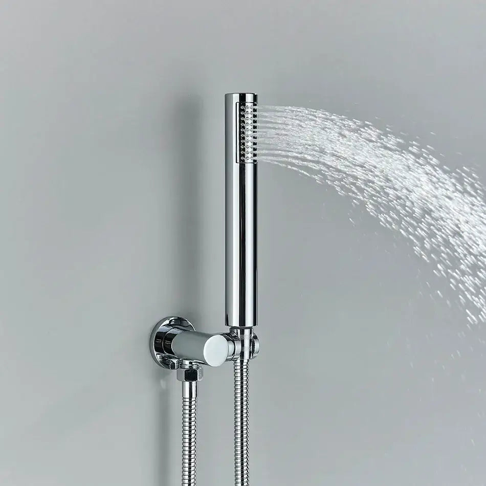 Modern chrome led brass shower set with rain head for bathroom