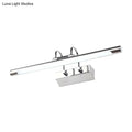 Modern chrome led wall lamp 22 inches wide with white light and sleek rectangular design with adjustable spotlights